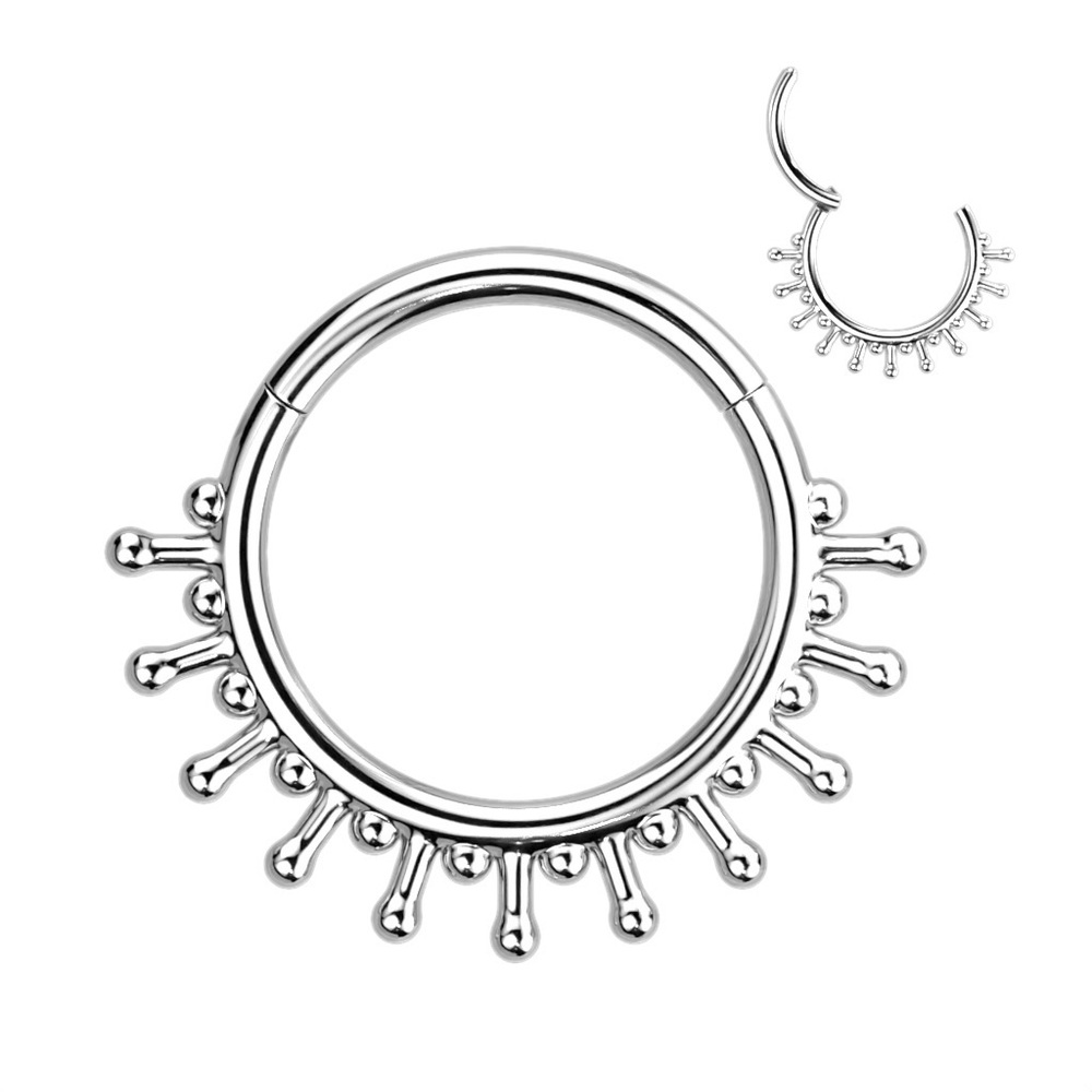 COPY - Septum or Daith Clicker Ring in Surgical Steel with Dot Pattern 16g 10mm